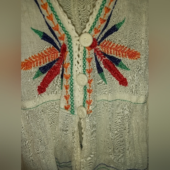 Bohemian country aesthetic blouse size medium cream color - Picture 3 of 5